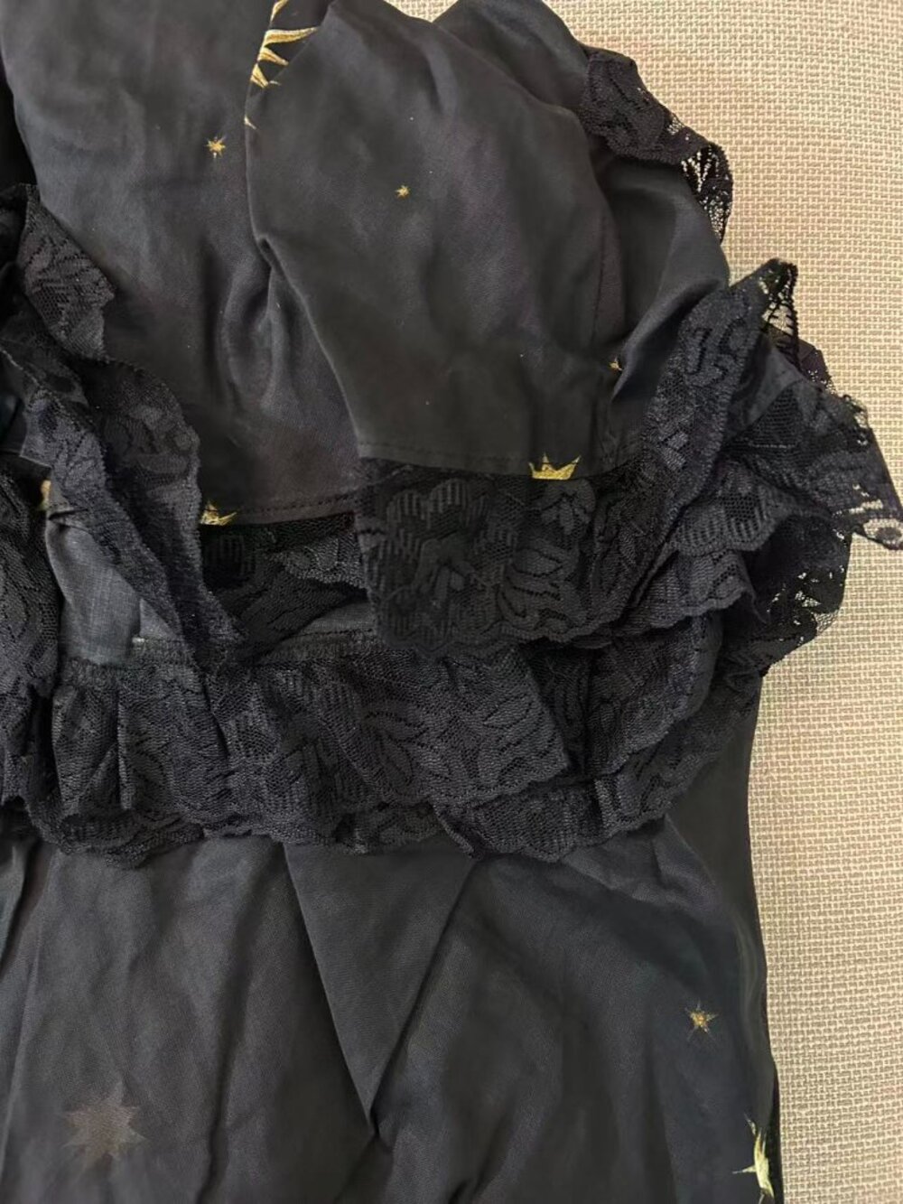 Selkie Saint Cupid Midi Dress Black Gold Star Small - Picture 10 of 12